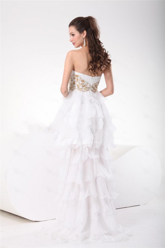 High Low Sweetheart Beaded Chiffon Prom Evening Formal Party Dresses ED010698