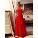 A-Line Jewel Beaded Long Red Lace and Chiffon Prom Evening Formal Party Dresses ED010709