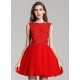A-Line Short Beaded Red Prom Evening Formal Party Dresses ED010710
