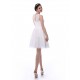 A-Line Short White Lace and Chiffon Prom Evening Formal Party Bridesmaid Dresses ED010717