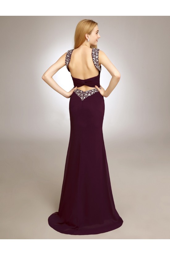 Sheath/Column Straps Beaded Long Chiffon Prom Evening Formal Party Dresses ED010720 Sheath/Column Straps Beaded Long Chiffon Prom Evening Formal Party Dresses ED010720