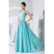 A-Line Straps Sleeveless Long Blue Chiffon Prom Evening Dresses ED010776