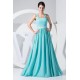 A-Line Straps Sleeveless Long Blue Chiffon Prom Evening Dresses ED010776