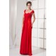 Sheath Off-the-Shoulder Long Red Chiffon and Lace Prom Evening Dresses ED010791