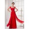 Sheath Off-the-Shoulder Long Red Chiffon and Lace Prom Evening Dresses ED010791