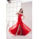 Sheath Beaded Straps Split-Front Long Red Chiffon Prom Evening Dresses ED010798 Sheath Beaded Straps Split-Front Long Red Chiffon Prom Evening Dresses ED010798