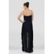 High Low Spaghetti Strap Beaded Black Chiffon Prom Evening Dresses ED010801