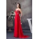 A-Line Spaghetti Strap Long Red Chiffon Beaded Prom Evening Dresses ED010802
