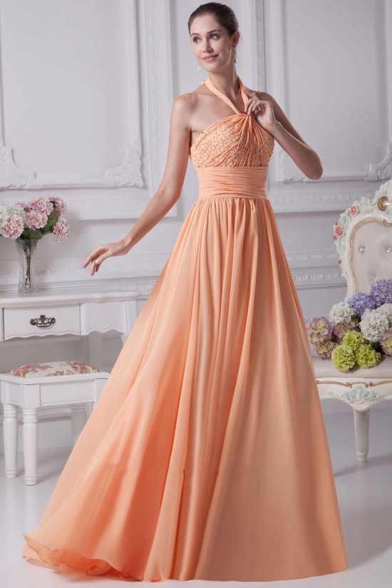A-Line Halter Beaded Long Chiffon Prom Evening Dresses ED010805 A-Line Halter Beaded Long Chiffon Prom Evening Dresses ED010805