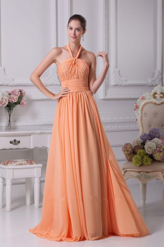 A-Line Halter Beaded Long Chiffon Prom Evening Dresses ED010805 A-Line Halter Beaded Long Chiffon Prom Evening Dresses ED010805