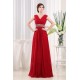 A-Line Beaded Long Red Chiffon Prom Evening Dresses ED010817
