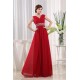A-Line Beaded Long Red Chiffon Prom Evening Dresses ED010817