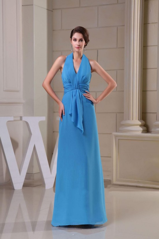 A-Line Halter Long Blue Chiffon Prom Evening Bridesmaid Dresses ED010819 A-Line Halter Long Blue Chiffon Prom Evening Bridesmaid Dresses ED010819