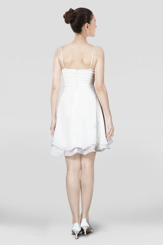 A-Line Short Spaghetti Strap White Chiffon Prom Evening Dresses ED010822 A-Line Short Spaghetti Strap White Chiffon Prom Evening Dresses ED010822