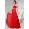 A-Line One-Shoulder Beaded Long Red Chiffon Prom Evening Dresses ED010831