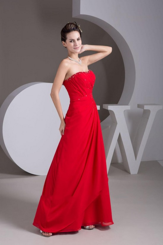 A-Line Strapless Beaded Long Red Chiffon Prom Evening Dresses ED010836 A-Line Strapless Beaded Long Red Chiffon Prom Evening Dresses ED010836