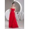 A-Line Strapless Beaded Long Red Chiffon Prom Evening Dresses ED010836