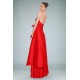 A-Line Halter V-Neck Long Red Prom Evening Dresses ED010839
