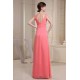 A-Line Beaded Straps Sleeveless Long Chiffon Prom Evening Dresses ED010845
