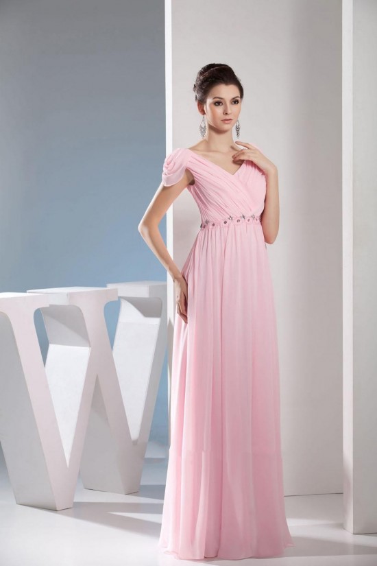 A-Line Cap Sleeve Long Pink Chiffon Prom Evening Dresses ED010850 A-Line Cap Sleeve Long Pink Chiffon Prom Evening Dresses ED010850