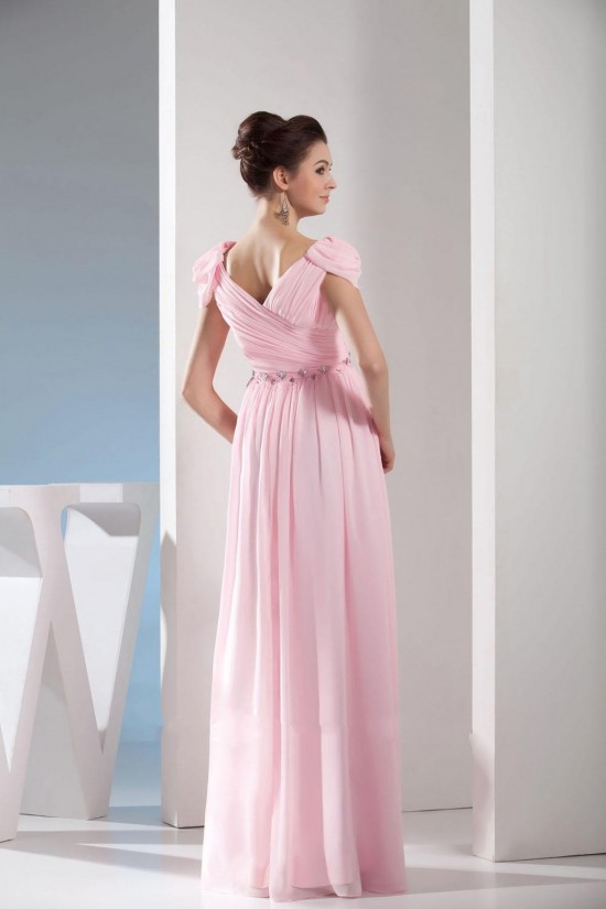 A-Line Cap Sleeve Long Pink Chiffon Prom Evening Dresses ED010850 A-Line Cap Sleeve Long Pink Chiffon Prom Evening Dresses ED010850