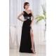 Sheath One-Shoulder Beaded Split-Front Black Long Chiffon Prom Evening Formal Dresses ED010862 Sheath One-Shoulder Beaded Split-Front Black Long Chiffon Prom Evening Formal Dresses ED010862