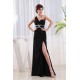 Sheath One-Shoulder Beaded Split-Front Black Long Chiffon Prom Evening Formal Dresses ED010862 Sheath One-Shoulder Beaded Split-Front Black Long Chiffon Prom Evening Formal Dresses ED010862