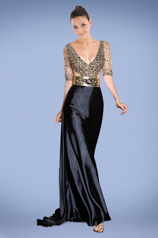 Sheath V-Neck Half Sleeve Beaded Long Prom Evening Formal Dresses ED010866 Sheath V-Neck Half Sleeve Beaded Long Prom Evening Formal Dresses ED010866