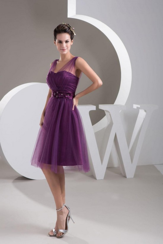 A-Line Short Tulle Prom Evening Formal Bridesmaid Dresses ED010913