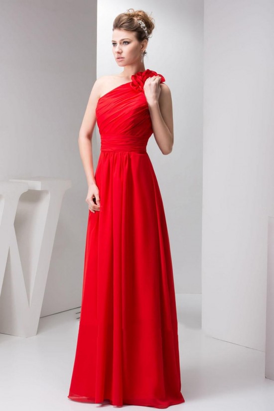 A-Line One-Shoulder Red Long Chiffon Prom Evening Formal Bridesmaid Dresses ED010919 A-Line One-Shoulder Red Long Chiffon Prom Evening Formal Bridesmaid Dresses ED010919
