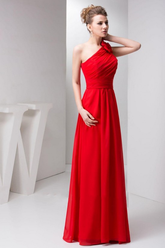 A-Line One-Shoulder Red Long Chiffon Prom Evening Formal Bridesmaid Dresses ED010919 A-Line One-Shoulder Red Long Chiffon Prom Evening Formal Bridesmaid Dresses ED010919