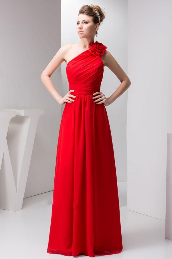 A-Line One-Shoulder Red Long Chiffon Prom Evening Formal Bridesmaid Dresses ED010919 A-Line One-Shoulder Red Long Chiffon Prom Evening Formal Bridesmaid Dresses ED010919