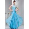 Sheath/Column Halter Beaded Blue Long Chiffon Prom Evening Formal Dresses ED010920