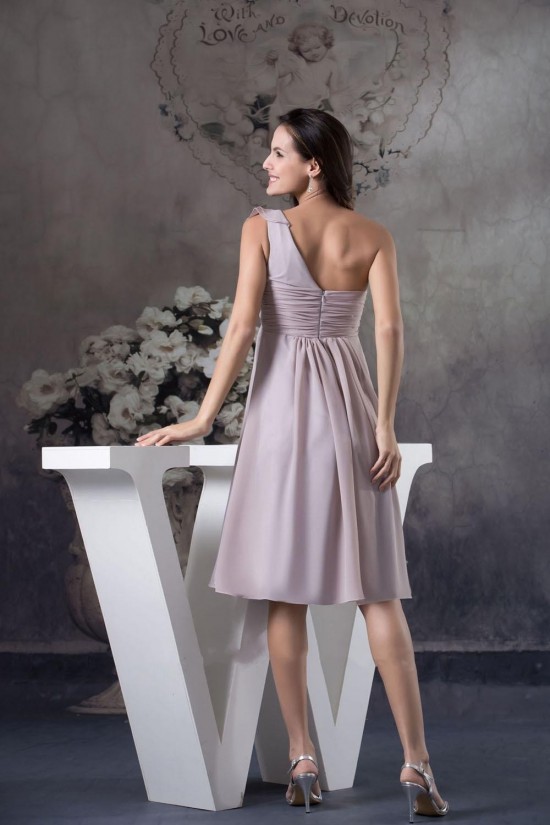 Empire One-Shoulder Short Chiffon Prom Evening Formal Dresses ED010932
