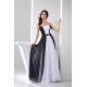 A-Line Strapless Black White Beaded Long Chiffon Prom Evening Formal Dresses ED010940