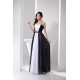 A-Line Strapless Black White Beaded Long Chiffon Prom Evening Formal Dresses ED010940