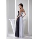 A-Line Strapless Black White Beaded Long Chiffon Prom Evening Formal Dresses ED010940