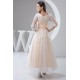 A-Line V-Neck Half Sleeve Applique Tulle Prom Evening Formal Dresses ED010943