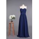 A-Line Sweetheart Navy Blue Long Chiffon Prom Evening Formal Dresses ED010956