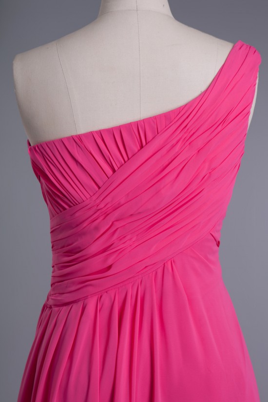A-Line One-Shoulder Beaded Long Chiffon Prom Evening Formal Dresses ED010960