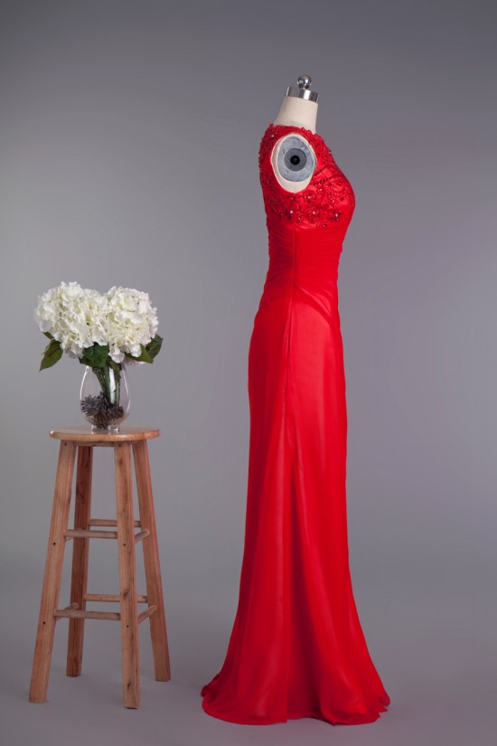 A-Line Bateau Beaded Applique Long Red Prom Evening Formal Dresses ED010961 A-Line Bateau Beaded Applique Long Red Prom Evening Formal Dresses ED010961