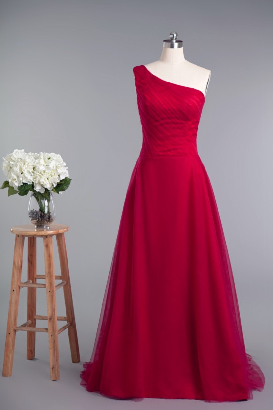A-Line One-Shoulder Long Tulle Prom Evening Formal Dresses ED010964 A-Line One-Shoulder Long Tulle Prom Evening Formal Dresses ED010964