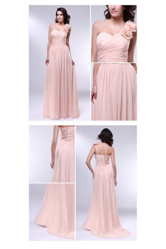 A-Line One-Shoulder Long Chiffon Prom Evening Formal Dresses ED010972