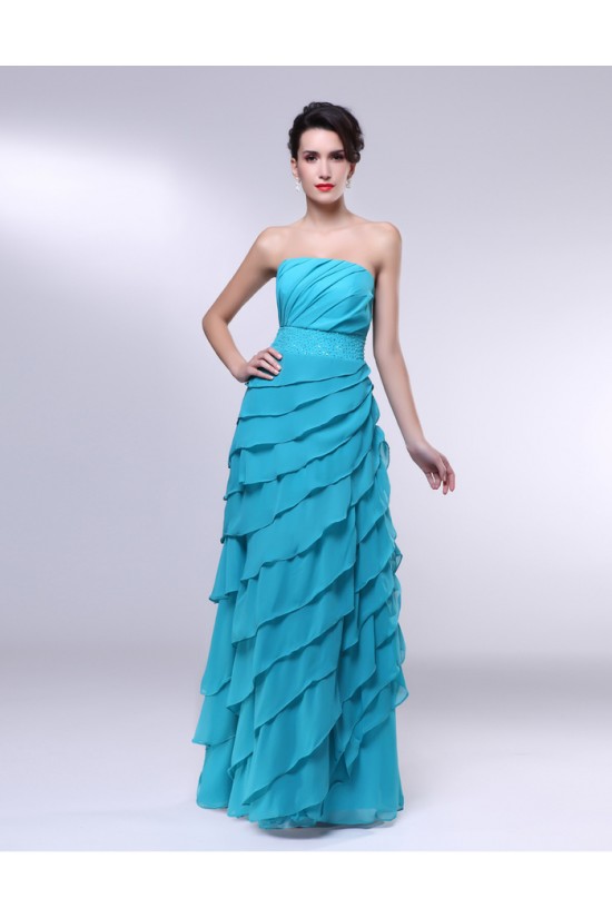 A-Line Strapless Beaded Long Blue Chiffon Prom Evening Formal Dresses ED010974 A-Line Strapless Beaded Long Blue Chiffon Prom Evening Formal Dresses ED010974