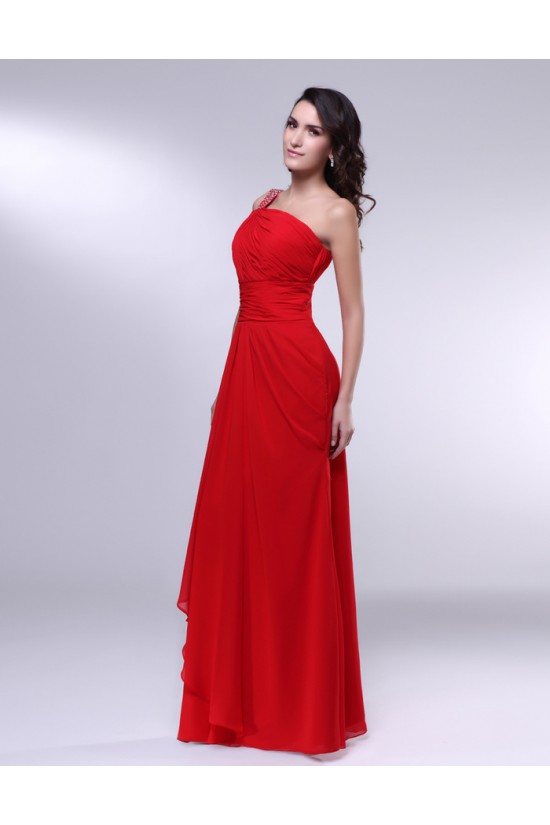 A-Line One-Shoulder Beaded Long Red Chiffon Prom Evening Formal Dresses ED010977 A-Line One-Shoulder Beaded Long Red Chiffon Prom Evening Formal Dresses ED010977