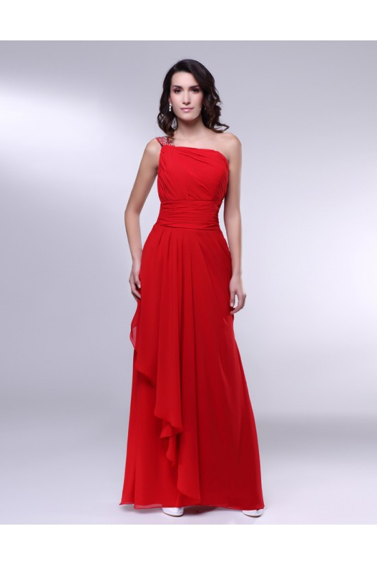 A-Line One-Shoulder Beaded Long Red Chiffon Prom Evening Formal Dresses ED010977 A-Line One-Shoulder Beaded Long Red Chiffon Prom Evening Formal Dresses ED010977