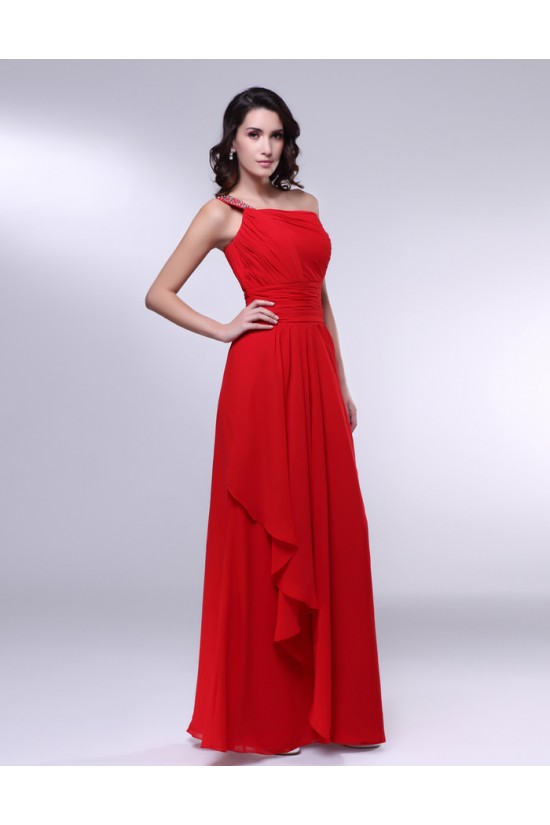 A-Line One-Shoulder Beaded Long Red Chiffon Prom Evening Formal Dresses ED010977 A-Line One-Shoulder Beaded Long Red Chiffon Prom Evening Formal Dresses ED010977