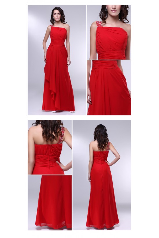 A-Line One-Shoulder Beaded Long Red Chiffon Prom Evening Formal Dresses ED010977 A-Line One-Shoulder Beaded Long Red Chiffon Prom Evening Formal Dresses ED010977