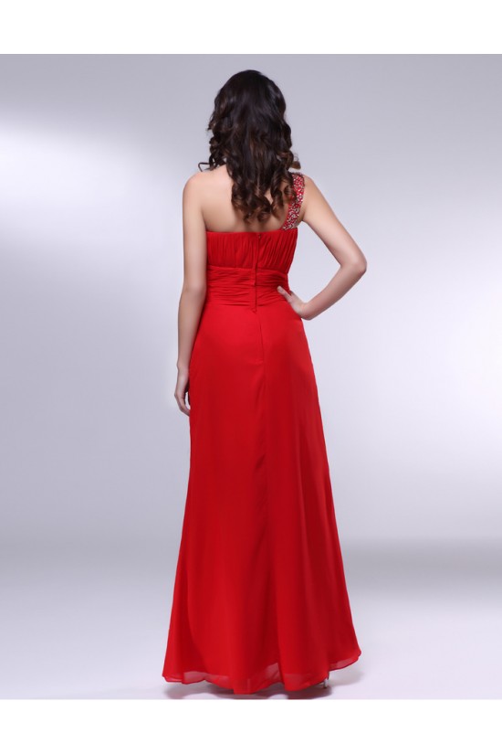 A-Line One-Shoulder Beaded Long Red Chiffon Prom Evening Formal Dresses ED010977 A-Line One-Shoulder Beaded Long Red Chiffon Prom Evening Formal Dresses ED010977