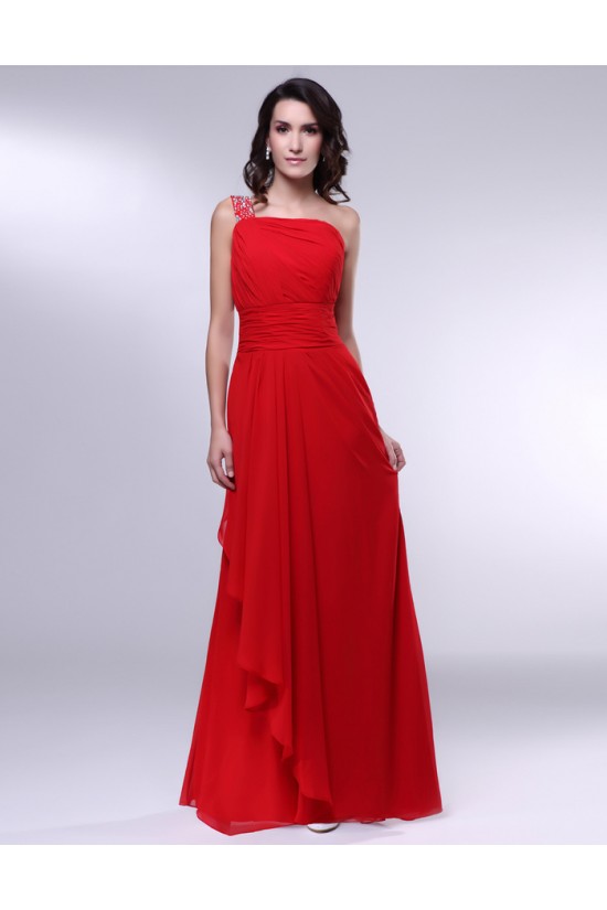 A-Line One-Shoulder Beaded Long Red Chiffon Prom Evening Formal Dresses ED010977 A-Line One-Shoulder Beaded Long Red Chiffon Prom Evening Formal Dresses ED010977